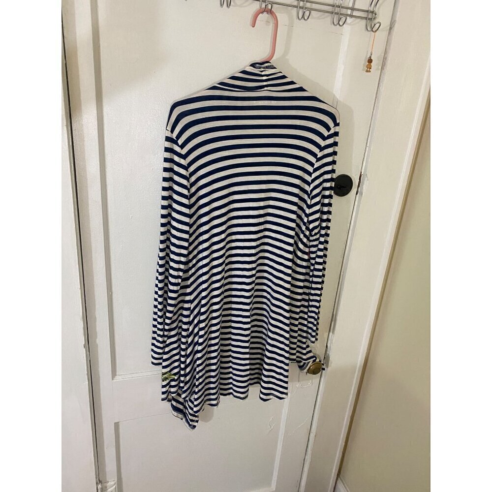 Soft Surroundings Women's Flortal Embroidered Stripped Open Front Duster - Mediu - Picture 5 of 12